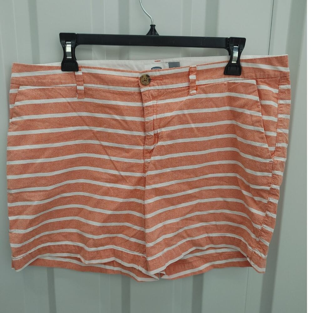 Old Navy Shorts Chino Striped Coral White Sz 12